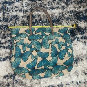 Boutique blue butterfly tote bag 22x18